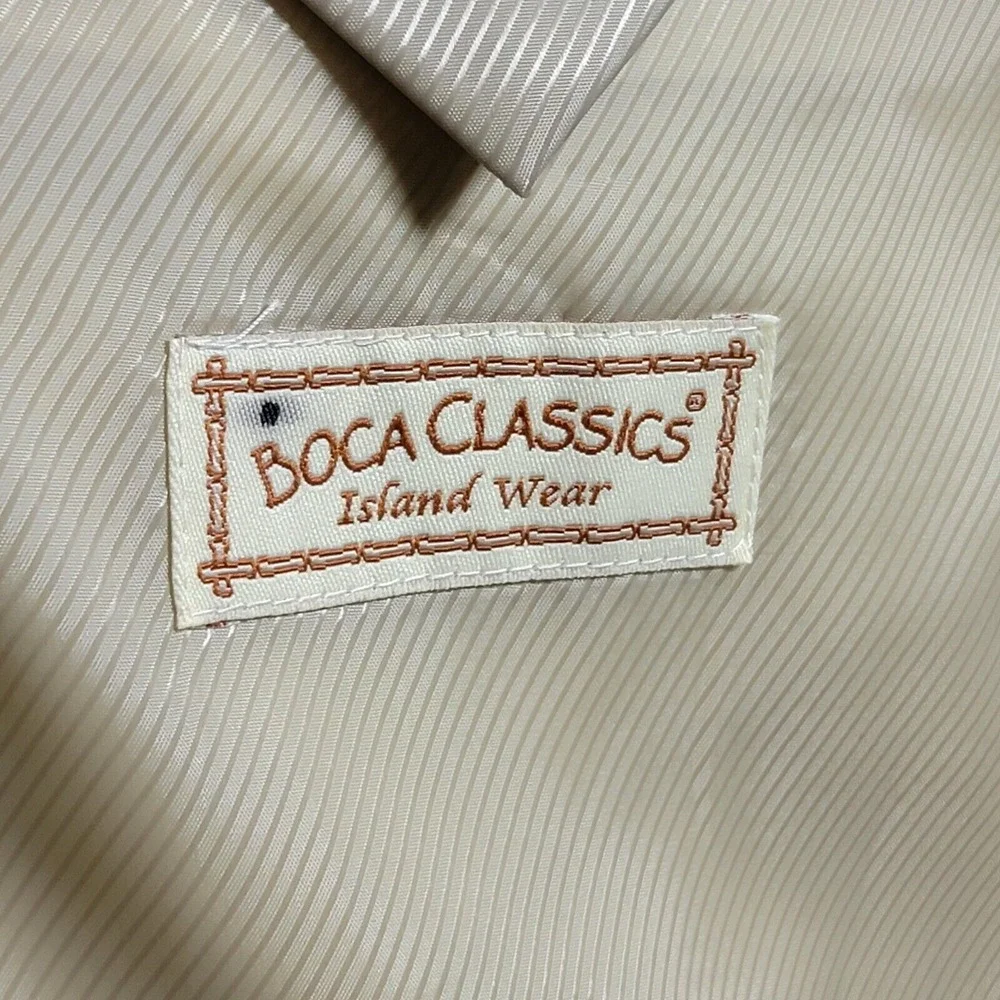 Boca Classics Island Wear Men's Sport Coat Two Button Beige Herringbone Silk 48L